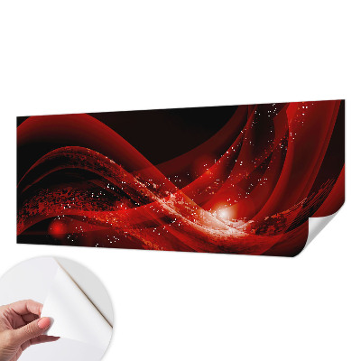 Self-adhesive wall mural with a red vortex design