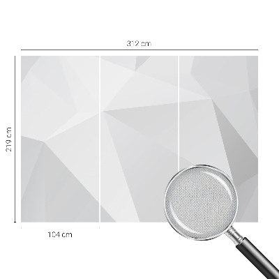 Removable wall mural with a gray triangle pattern
