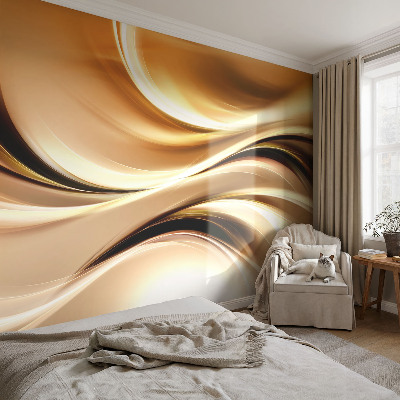 Peel and stick wall mural for living room with a fluid lines design