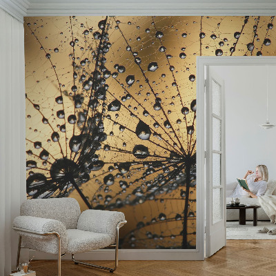3D photo wallpaper mural with a delicate raindrop design