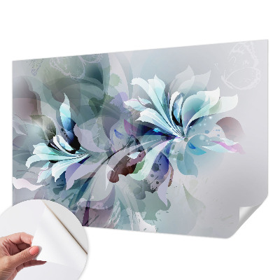 Nursery wall mural with a floral abstraction design