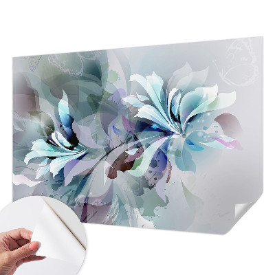Nursery wall mural with a floral abstraction design