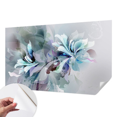 Nursery wall mural with a floral abstraction design