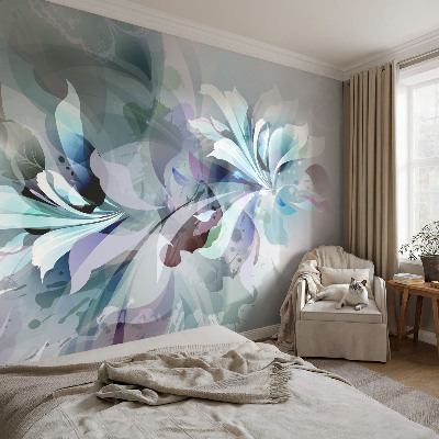 Nursery wall mural with a floral abstraction design