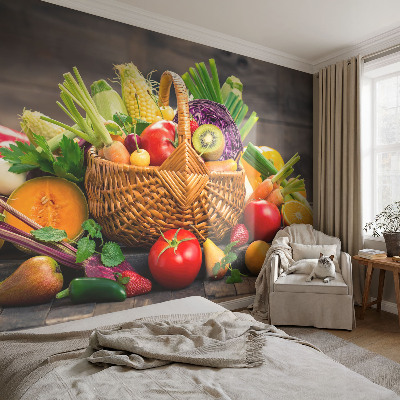 Children's wall mural with a fruity motif