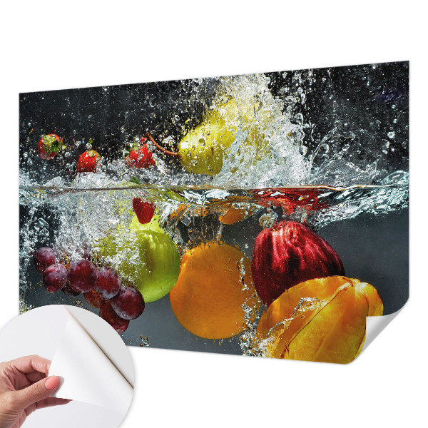 Peel and stick wall mural with a fruit-in-water design