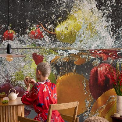Peel and stick wall mural with a fruit-in-water design