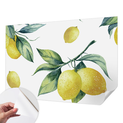 Peel and stick wallpaper mural with a lemon motif