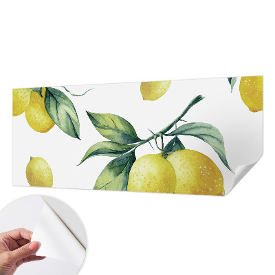 Peel and stick wallpaper mural with a lemon motif