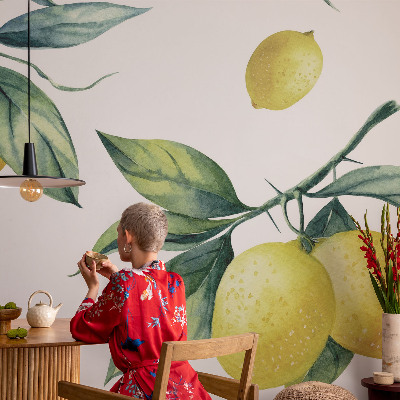 Peel and stick wallpaper mural Lemon motif