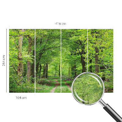 Self-adhesive photo wallpaper with a forest path motif