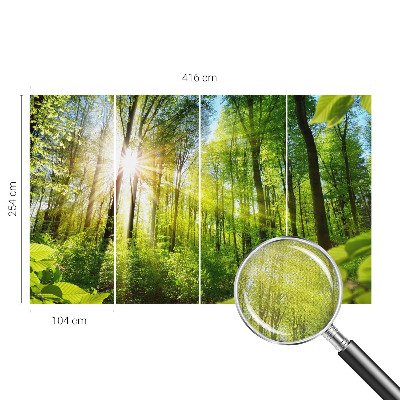 Stick-on wall mural with a forest light design