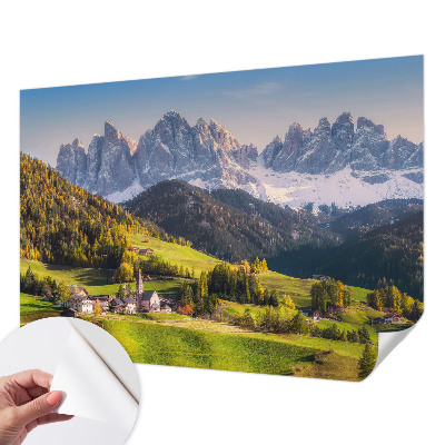 Removable wall mural featuring a mountain landscape