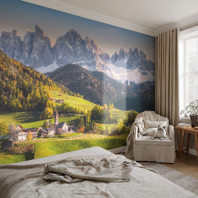 Removable wall mural featuring a mountain landscape