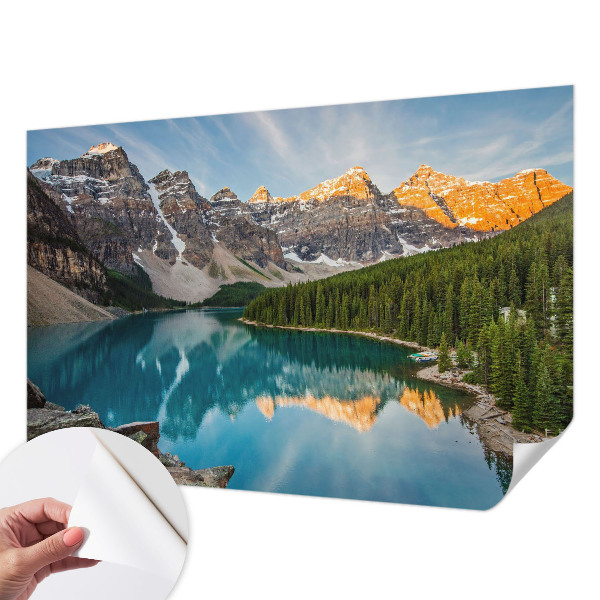 Peel and stick wall mural for living room Mountain reflection