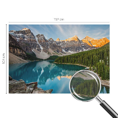 Peel and stick wall mural for living room with a mountain reflection design