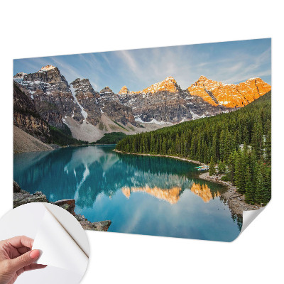 Peel and stick wall mural for living room Mountain reflection