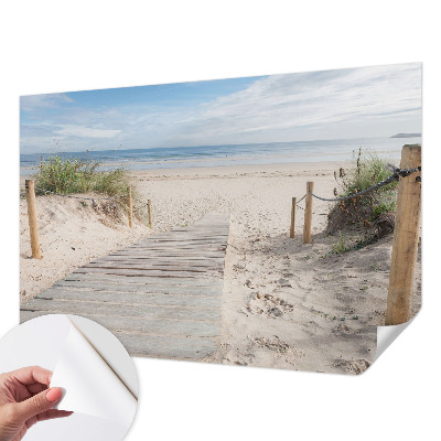 Peel and stick wall mural for bedroom with a wooden walkway scene