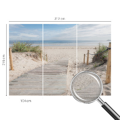 Peel and stick wall mural for bedroom with a wooden walkway scene