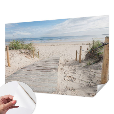 Peel and stick wall mural for bedroom with a wooden walkway scene