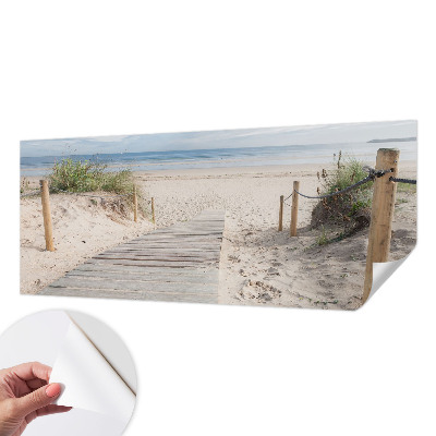 Peel and stick wall mural for bedroom with a wooden walkway scene