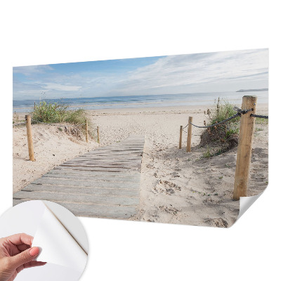 Peel and stick wall mural for bedroom with a wooden walkway scene