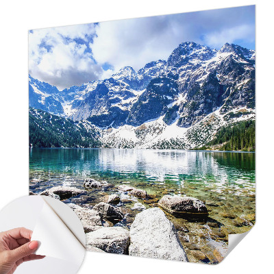 3D wall mural with a mountain landscape design