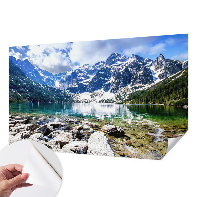 3D wall mural with a mountain landscape design