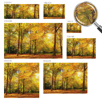 3D photo wallpaper mural with a pattern of golden leaves