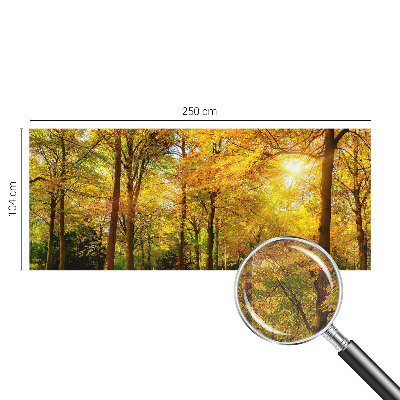3D photo wallpaper mural with a pattern of golden leaves