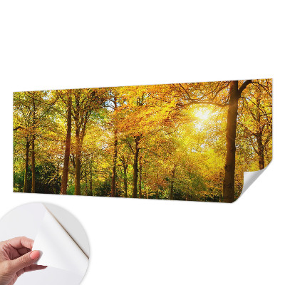 3D photo wallpaper mural with a pattern of golden leaves