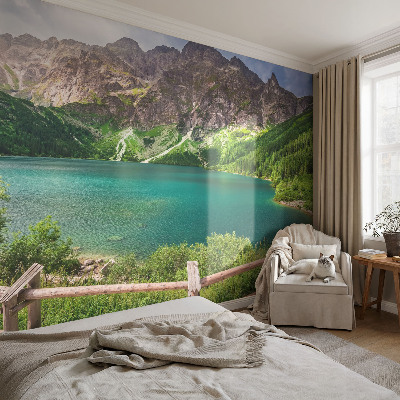 3D wall mural with a mountain landscape design