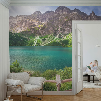3D wall mural with a mountain landscape design