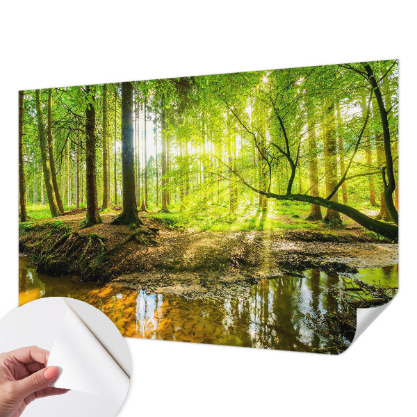 Children's wall mural with a green landscape design