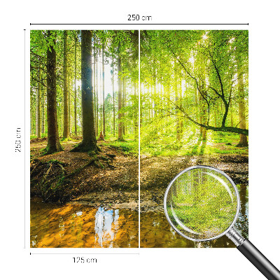 Children's wall mural with a green landscape design