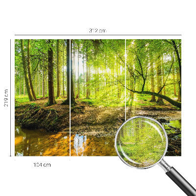 Children's wall mural with a green landscape design