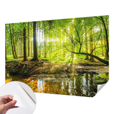 Children's wall mural with a green landscape design