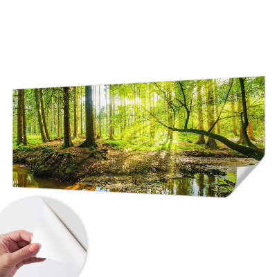 Children's wall mural with a green landscape design