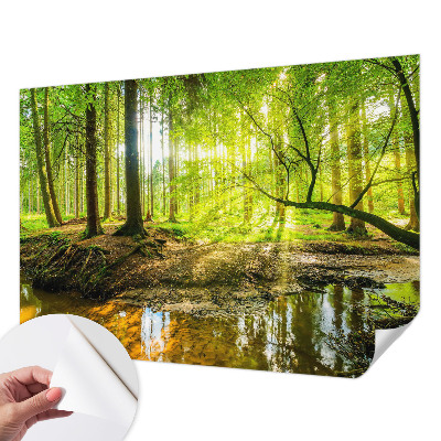 Children's wall mural with a green landscape design