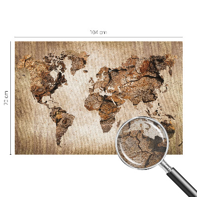 Peel and stick wall mural with a wooden map design