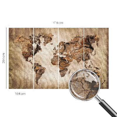 Peel and stick wall mural with a wooden map design