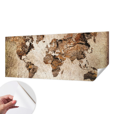 Peel and stick wall mural with a wooden map design