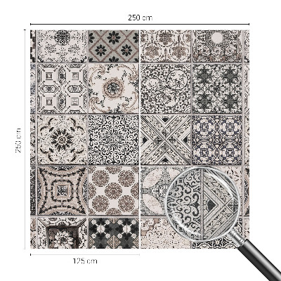 Self-adhesive wall mural featuring tile patterns