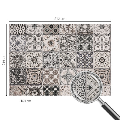 Self-adhesive wall mural featuring tile patterns