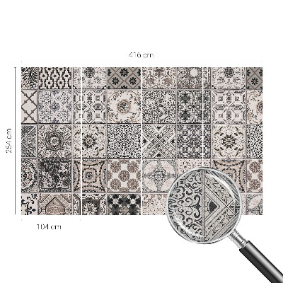 Self-adhesive wall mural featuring tile patterns