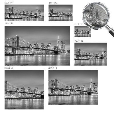 Removable wall mural with a metropolis bridge design
