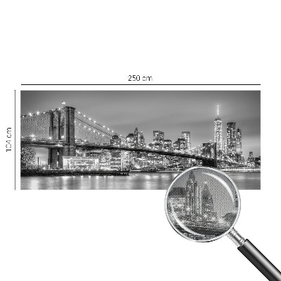 Removable wall mural with a metropolis bridge design