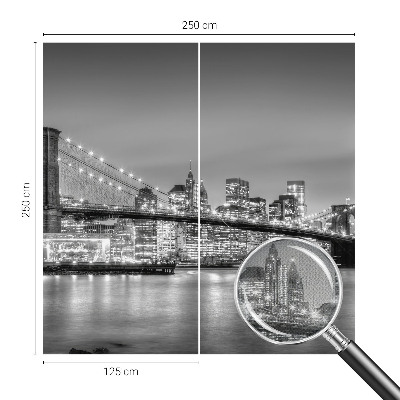 Removable wall mural with a metropolis bridge design