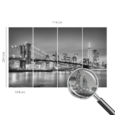 Removable wall mural with a metropolis bridge design