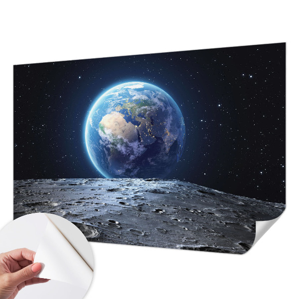 Peel and stick wall mural for the living room with a cosmic panorama motif